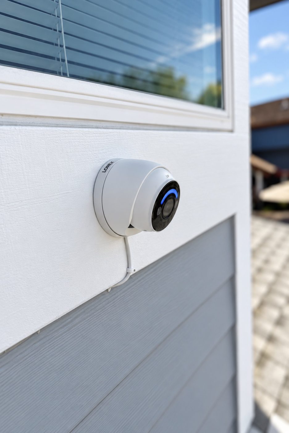 Lorex dome camera with a tight, clean cable run